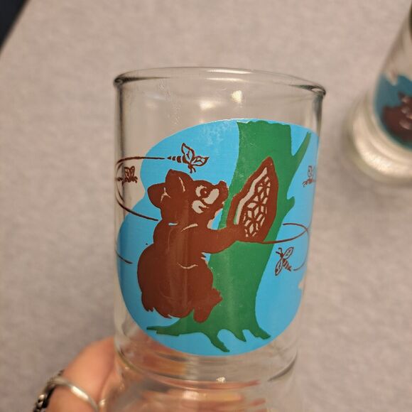 Vtg Sue Bee Honey Juice Glasses SET OF 4 BEAR HONEY BEES 5" Kids Drinking Glass - Picture 3 of 7